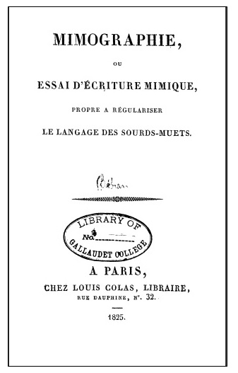 Capa do livro, fundo branco simples com as letras em preto, tem selo da Livraria da Gallaudet College